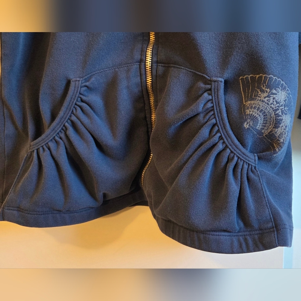 Yogi Navy Blue Embellished Hoodie and Short Set Sz S/M - Picture 4 of 14